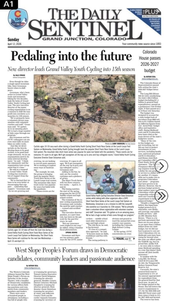 GYVC on the Front Page of the Sentinel